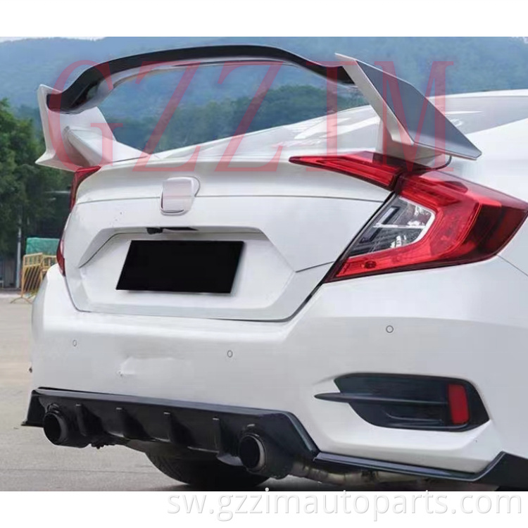 Vifaa vya nje ABS CARBON FIBRES R aina ya mtindo wa nyuma wa boot mrengo wa mrengo wa Civic 2016